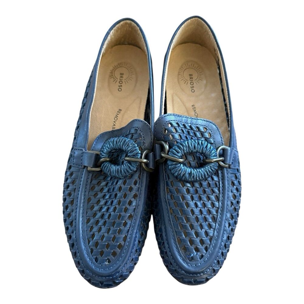 Brioso Flats Women’s Presley Woven Leather Loafers Size 7.5 Blue